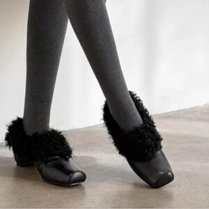 Elegant Black Fur-Trimmed Heels